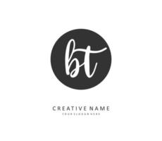 B T BT Initial letter handwriting and  signature logo. A concept handwriting initial logo with template element. vector