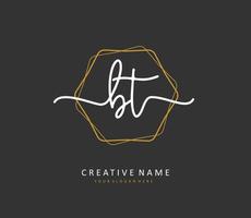 B T BT Initial letter handwriting and  signature logo. A concept handwriting initial logo with template element. vector