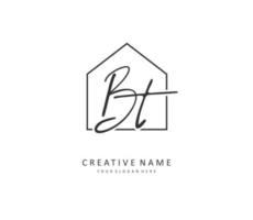 B T BT Initial letter handwriting and  signature logo. A concept handwriting initial logo with template element. vector