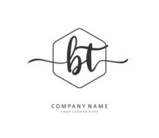 B T BT Initial letter handwriting and  signature logo. A concept handwriting initial logo with template element. vector