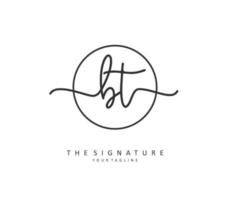 B T BT Initial letter handwriting and  signature logo. A concept handwriting initial logo with template element. vector