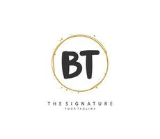 B T BT Initial letter handwriting and  signature logo. A concept handwriting initial logo with template element. vector