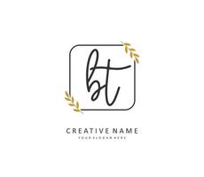 B T BT Initial letter handwriting and  signature logo. A concept handwriting initial logo with template element. vector