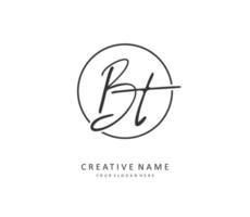 B T BT Initial letter handwriting and  signature logo. A concept handwriting initial logo with template element. vector