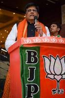 New Delhi, India - November 27 2022 - Piyush Goyal Cabinet Minister and core member of Bharatiya Janata Party - BJP during a rally in support of BJP photo