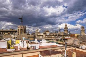 view over barcelona rooftops and skyline photo