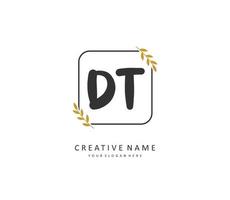 D T DT Initial letter handwriting and  signature logo. A concept handwriting initial logo with template element. vector