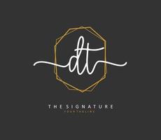 D T DT Initial letter handwriting and  signature logo. A concept handwriting initial logo with template element. vector