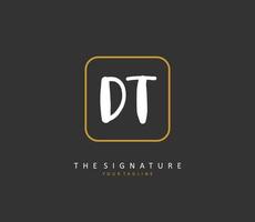 D T DT Initial letter handwriting and  signature logo. A concept handwriting initial logo with template element. vector