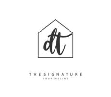 D T DT Initial letter handwriting and  signature logo. A concept handwriting initial logo with template element. vector