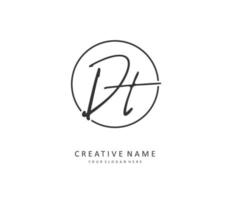 D T DT Initial letter handwriting and  signature logo. A concept handwriting initial logo with template element. vector