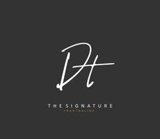 D T DT Initial letter handwriting and  signature logo. A concept handwriting initial logo with template element. vector