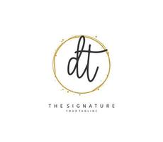 D T DT Initial letter handwriting and  signature logo. A concept handwriting initial logo with template element. vector