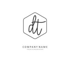 D T DT Initial letter handwriting and  signature logo. A concept handwriting initial logo with template element. vector