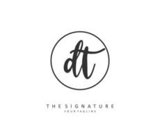 D T DT Initial letter handwriting and  signature logo. A concept handwriting initial logo with template element. vector