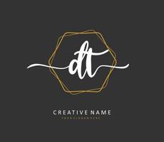 D T DT Initial letter handwriting and  signature logo. A concept handwriting initial logo with template element. vector