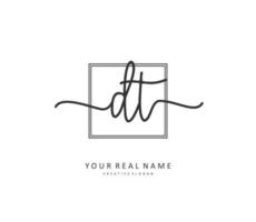 D T DT Initial letter handwriting and  signature logo. A concept handwriting initial logo with template element. vector