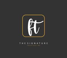 F T FT Initial letter handwriting and  signature logo. A concept handwriting initial logo with template element. vector