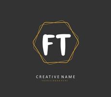 F T FT Initial letter handwriting and  signature logo. A concept handwriting initial logo with template element. vector