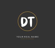 D T DT Initial letter handwriting and  signature logo. A concept handwriting initial logo with template element. vector