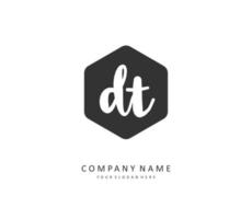 D T DT Initial letter handwriting and  signature logo. A concept handwriting initial logo with template element. vector