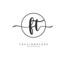 F T FT Initial letter handwriting and  signature logo. A concept handwriting initial logo with template element. vector