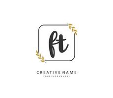 F T FT Initial letter handwriting and  signature logo. A concept handwriting initial logo with template element. vector