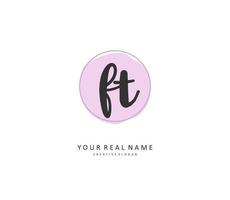 F T FT Initial letter handwriting and  signature logo. A concept handwriting initial logo with template element. vector