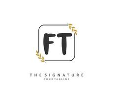 F T FT Initial letter handwriting and  signature logo. A concept handwriting initial logo with template element. vector