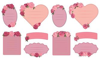 conjunto de rosado etiquetas vector