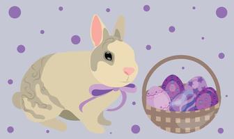 easter bunny with easter eggs vector