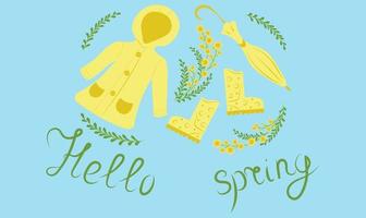 Cute banner with caption hello spring vector