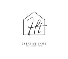 H T HT Initial letter handwriting and  signature logo. A concept handwriting initial logo with template element. vector