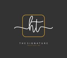 H T HT Initial letter handwriting and  signature logo. A concept handwriting initial logo with template element. vector