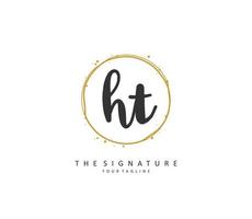 H T HT Initial letter handwriting and  signature logo. A concept handwriting initial logo with template element. vector