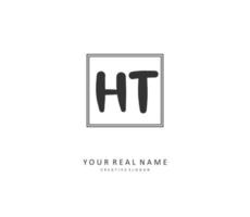 H T HT Initial letter handwriting and  signature logo. A concept handwriting initial logo with template element. vector