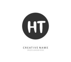 H T HT Initial letter handwriting and  signature logo. A concept handwriting initial logo with template element. vector