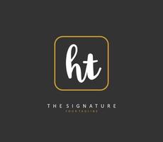 H T HT Initial letter handwriting and  signature logo. A concept handwriting initial logo with template element. vector