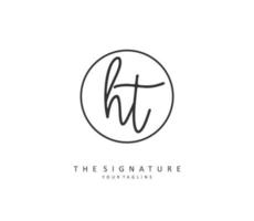 H T HT Initial letter handwriting and  signature logo. A concept handwriting initial logo with template element. vector