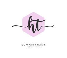 H T HT Initial letter handwriting and  signature logo. A concept handwriting initial logo with template element. vector