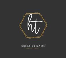 H T HT Initial letter handwriting and  signature logo. A concept handwriting initial logo with template element. vector