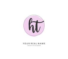 H T HT Initial letter handwriting and  signature logo. A concept handwriting initial logo with template element. vector