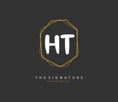 H T HT Initial letter handwriting and  signature logo. A concept handwriting initial logo with template element. vector