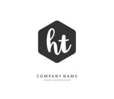 H T HT Initial letter handwriting and  signature logo. A concept handwriting initial logo with template element. vector