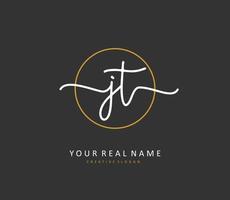 J T JT Initial letter handwriting and  signature logo. A concept handwriting initial logo with template element. vector