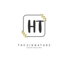 H T HT Initial letter handwriting and  signature logo. A concept handwriting initial logo with template element. vector