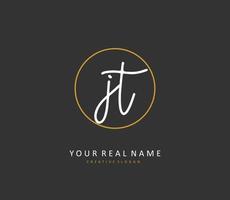 J T JT Initial letter handwriting and  signature logo. A concept handwriting initial logo with template element. vector