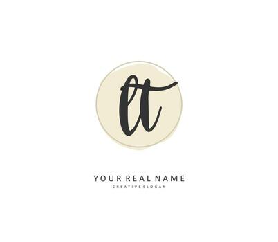 L T LT Initial letter handwriting and  signature logo. A concept handwriting initial logo with template element. vector