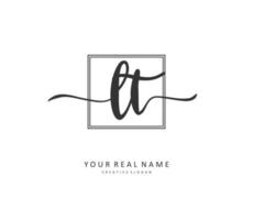 L T LT Initial letter handwriting and  signature logo. A concept handwriting initial logo with template element. vector