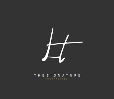 L T LT Initial letter handwriting and  signature logo. A concept handwriting initial logo with template element. vector